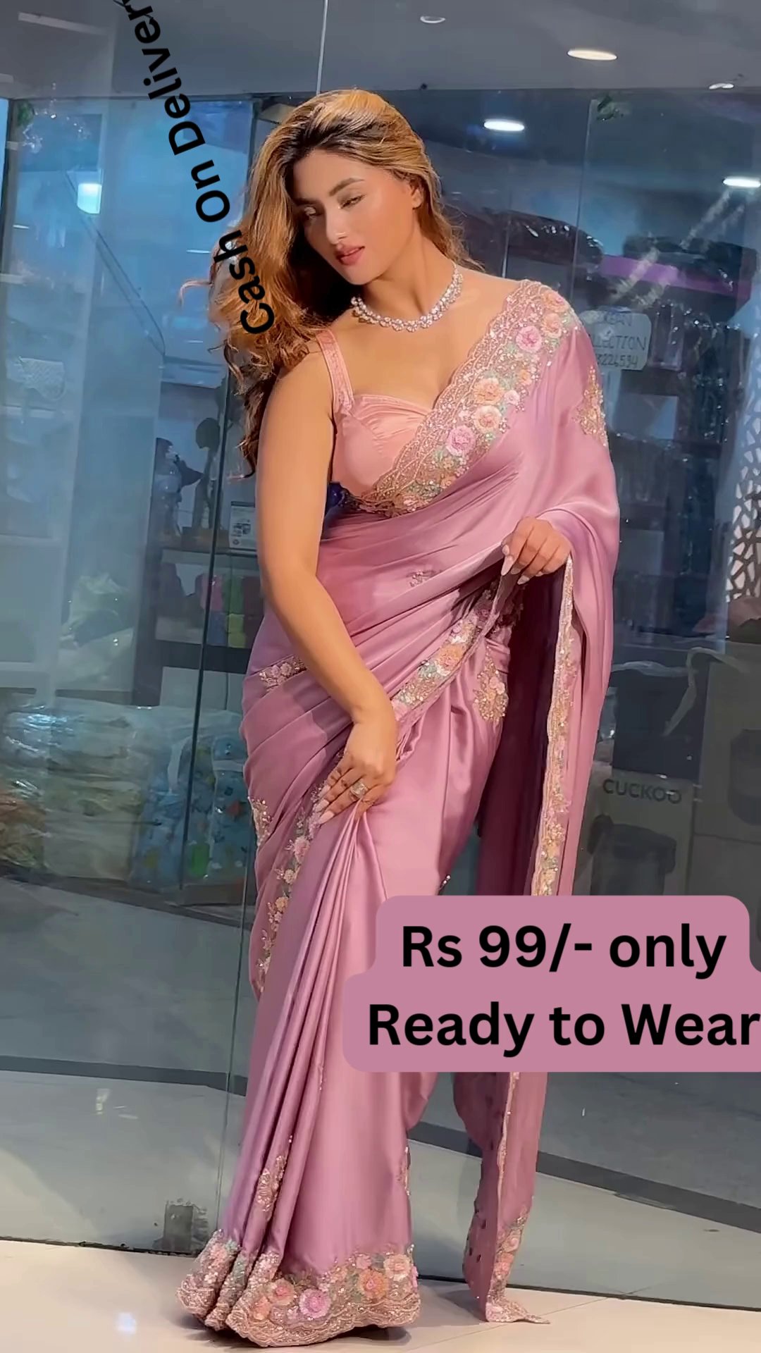 Elegant Pink Ready-to-Wear Saree – Glam Look