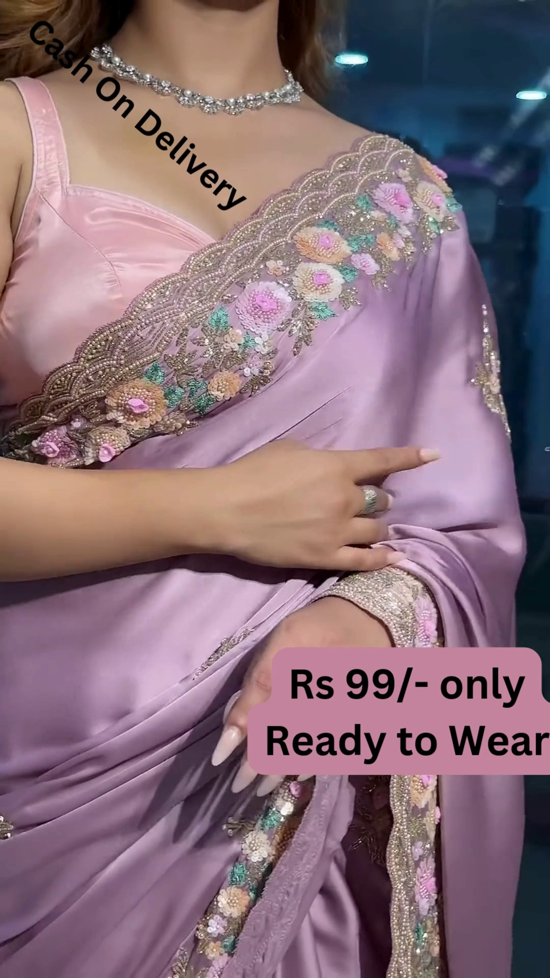 Elegant Pink Ready-to-Wear Saree – Glam Look