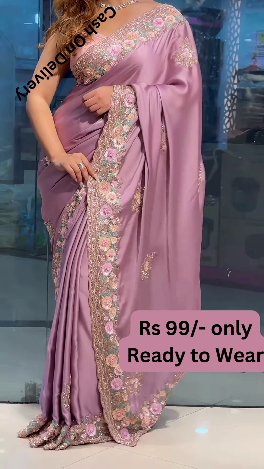 Elegant Pink Ready-to-Wear Saree – Glam Look