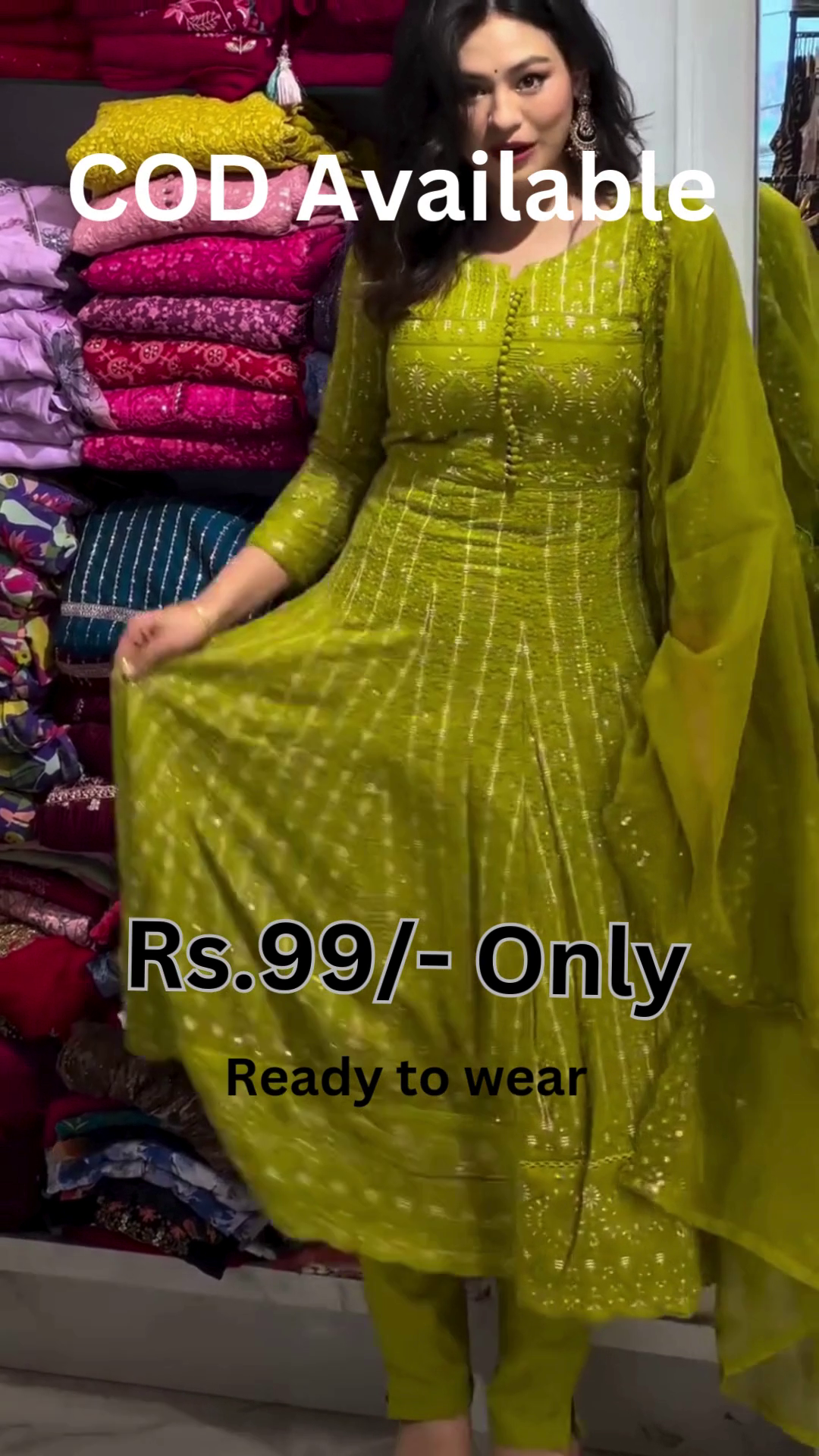 Trendy Green Anarkali Set – Stylish Ready-to-Wear