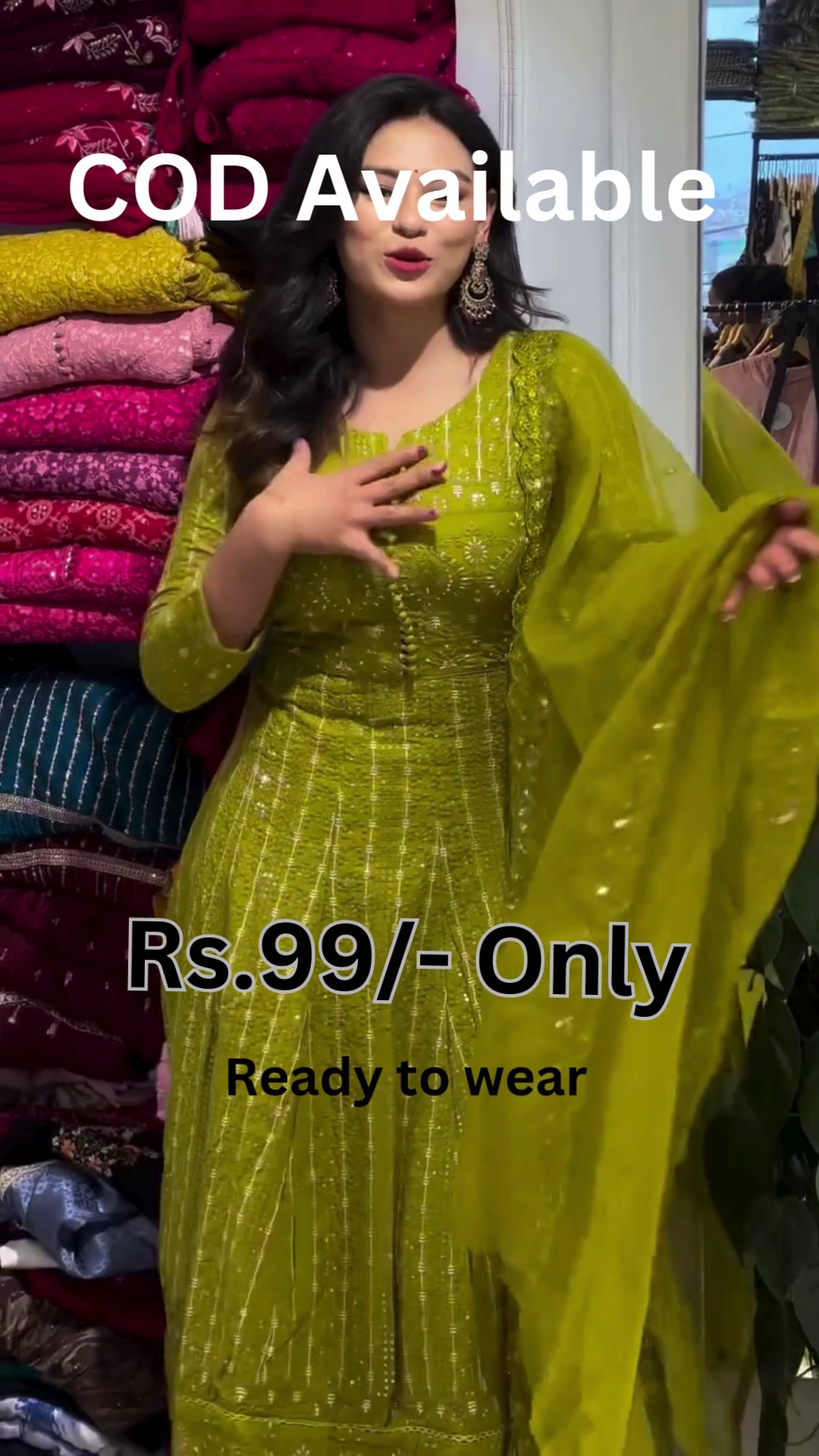 Trendy Green Anarkali Set – Stylish Ready-to-Wear