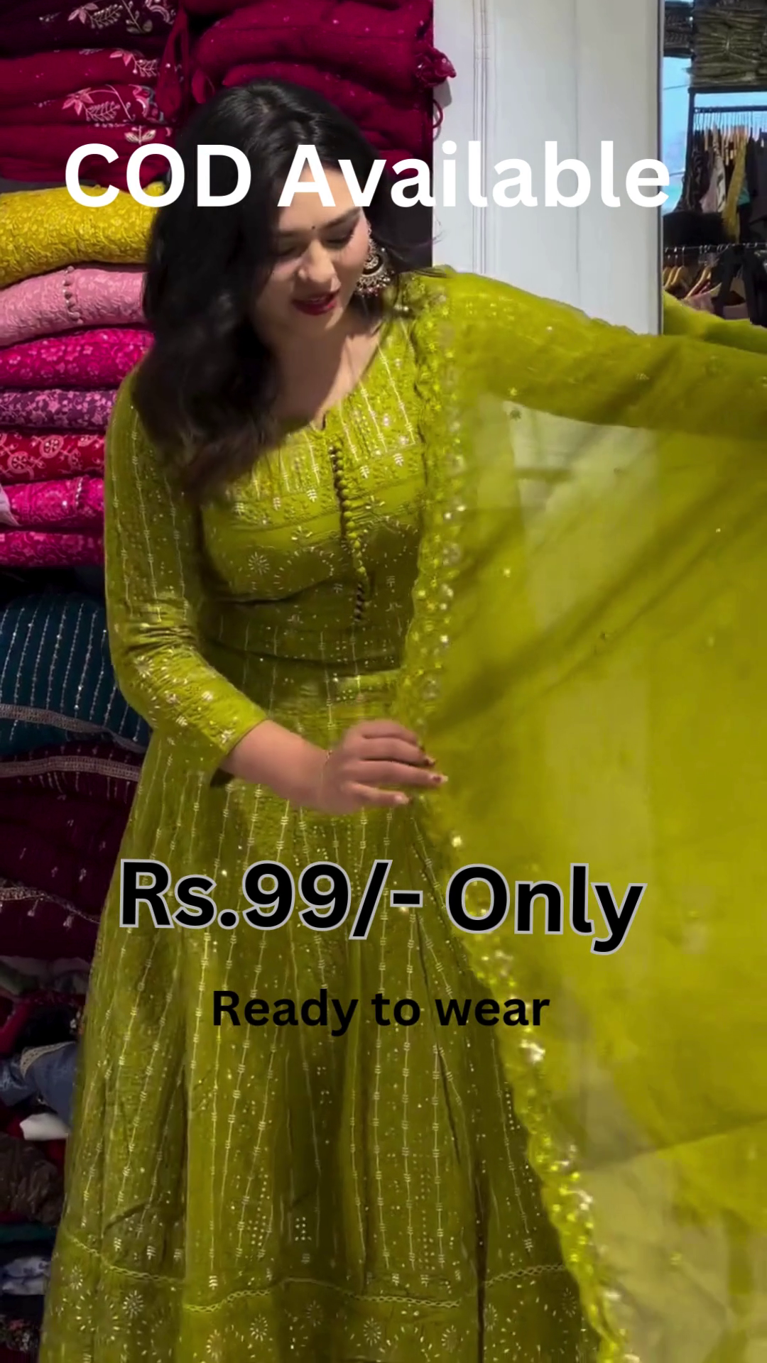 Trendy Green Anarkali Set – Stylish Ready-to-Wear
