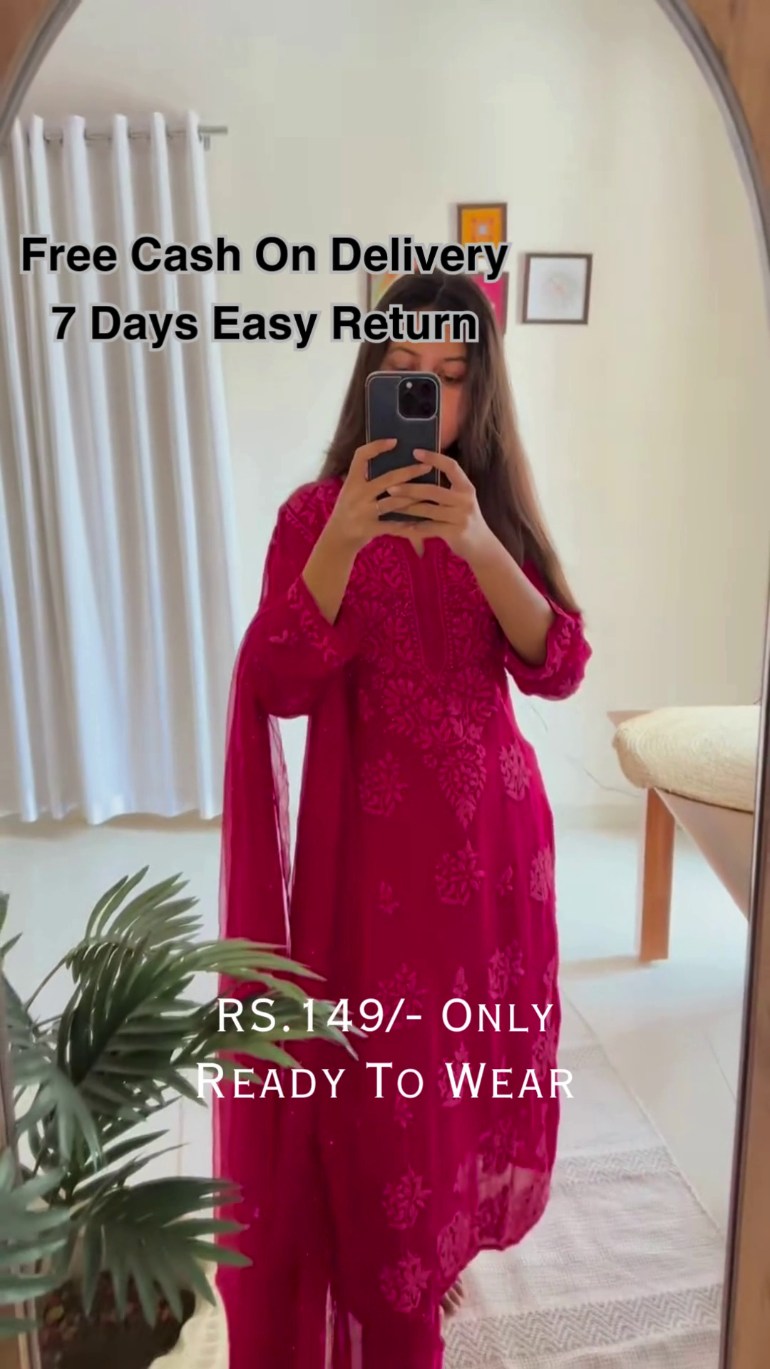 Elegant Red Chikankari Kurta Set – Premium Look