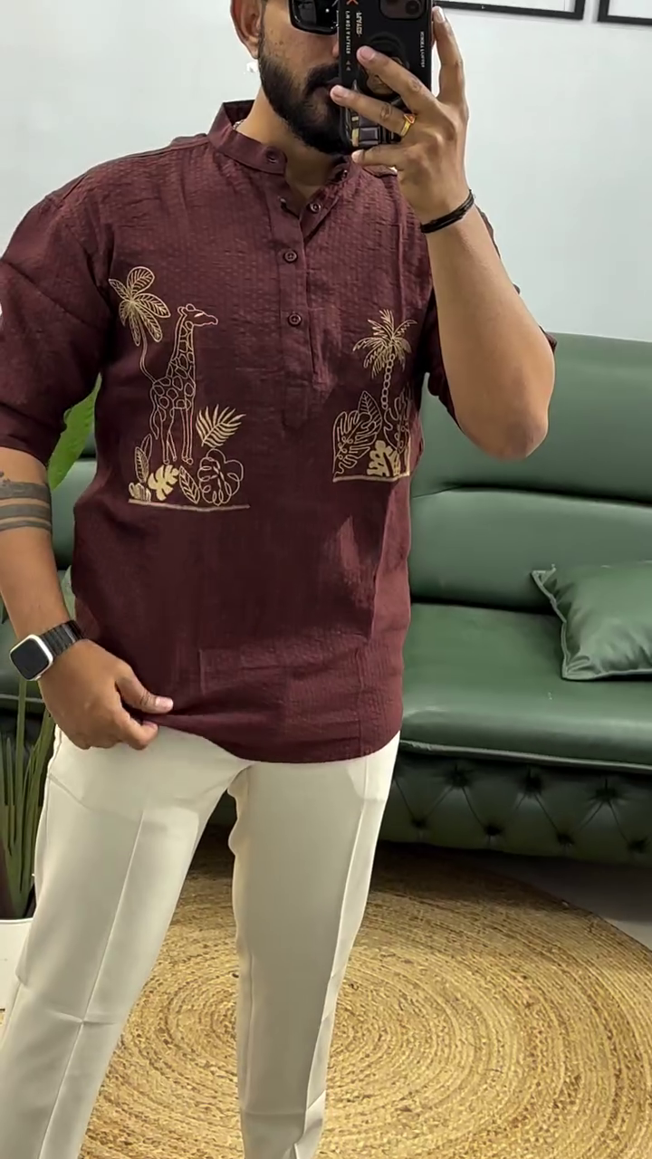 Men’s Stylish Olive Kurta – Minimal Ethnic Look with Modern Edge
