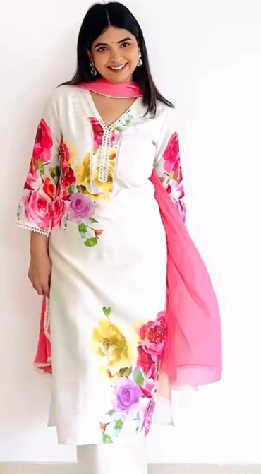 Classic Black Ethnic Suit with Printed Dupatta – Timeless Elegance