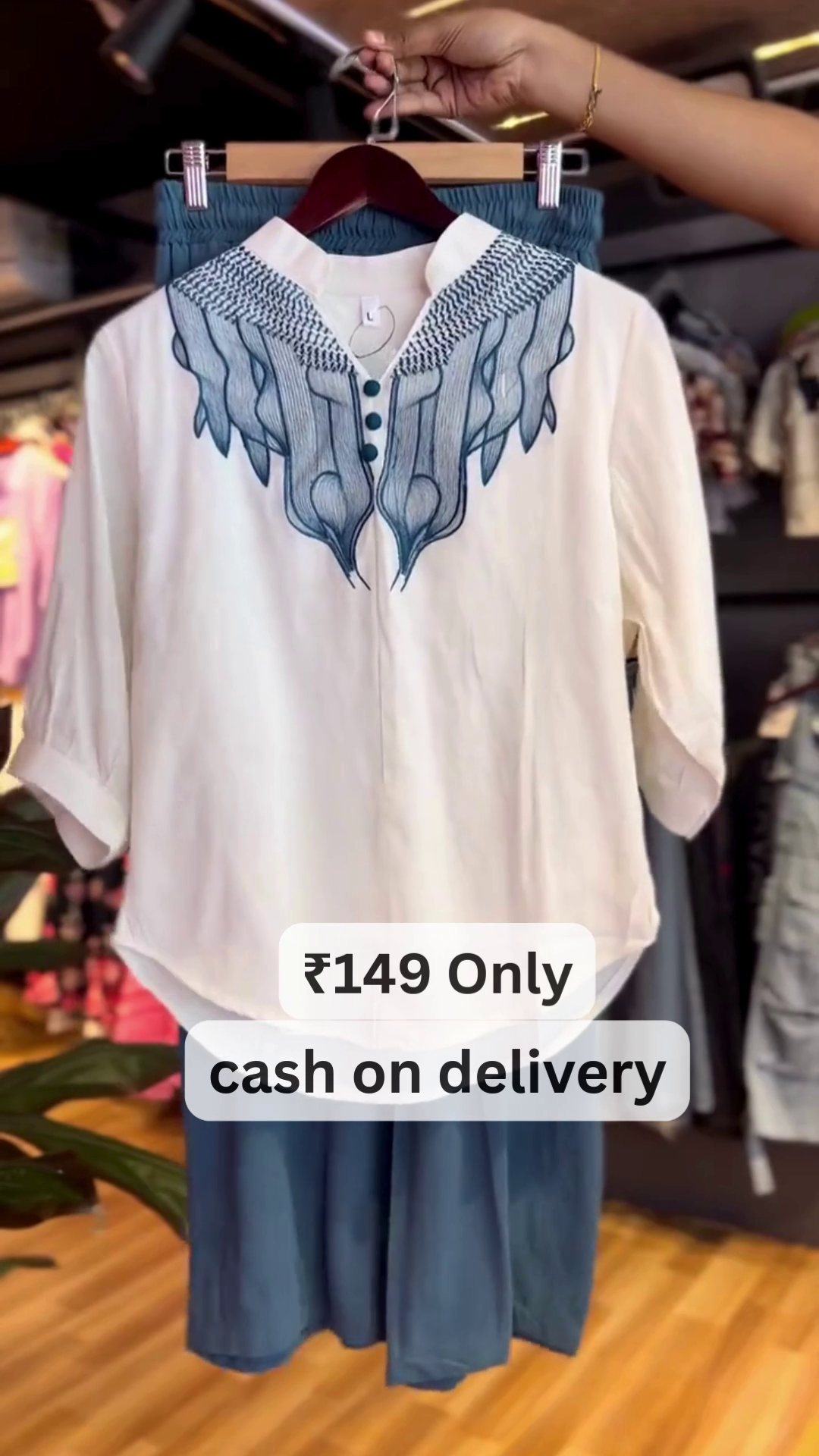 Stylish White & Blue Co-Ord Set – Modern Comfort
