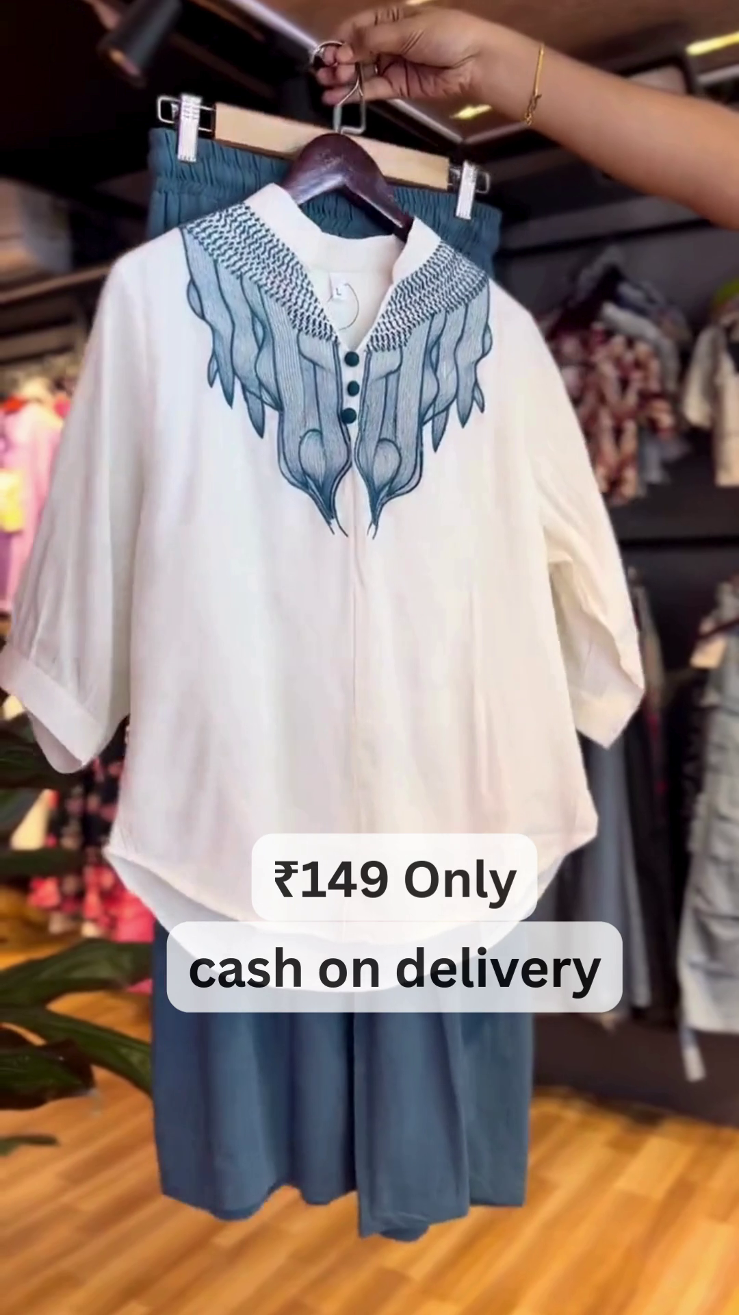 Stylish White & Blue Co-Ord Set – Modern Comfort