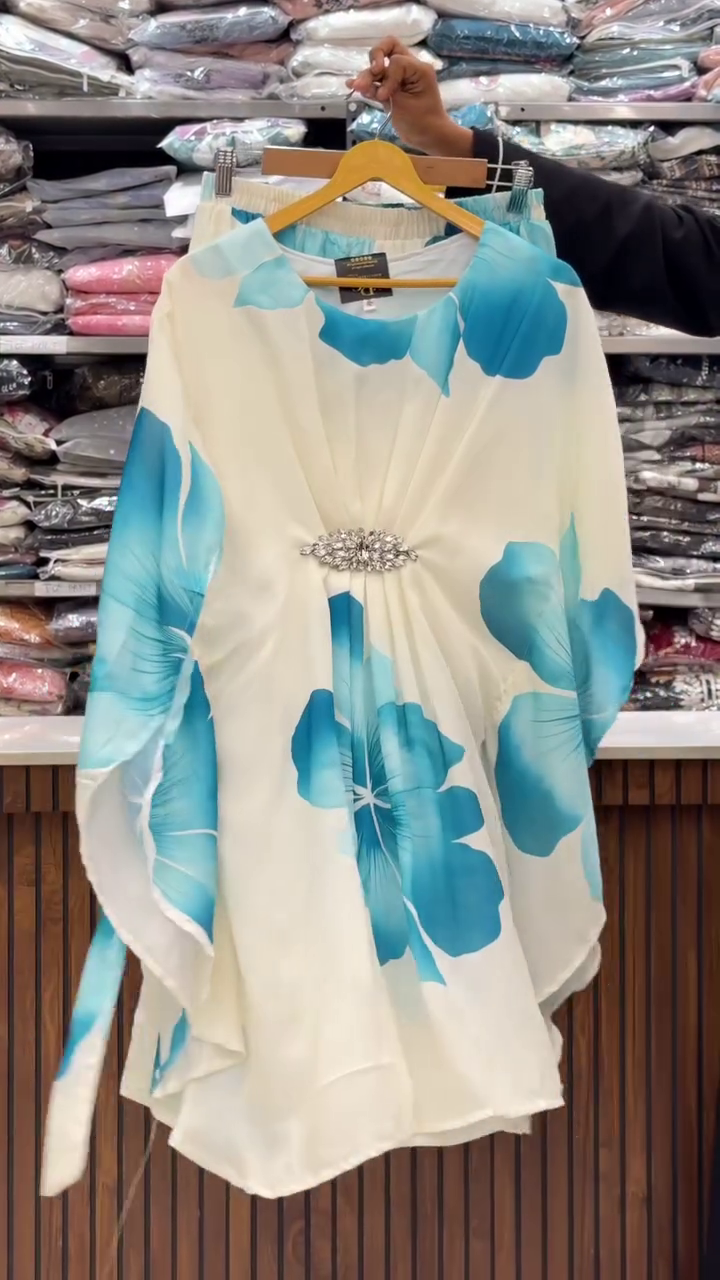 Elegant Floral Kaftan Co-Ord Set – Breezy Style with a Luxe Touch