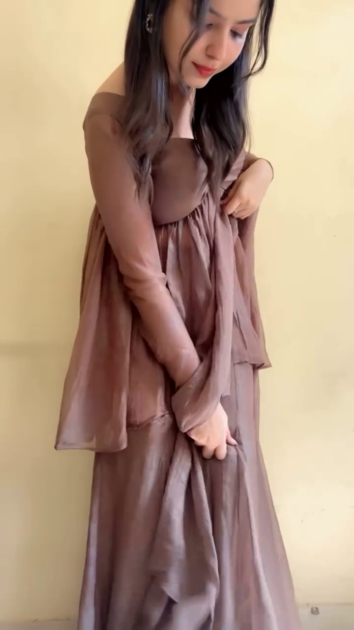 Graceful Brown Layered Dress for a Soft & Elegant Look