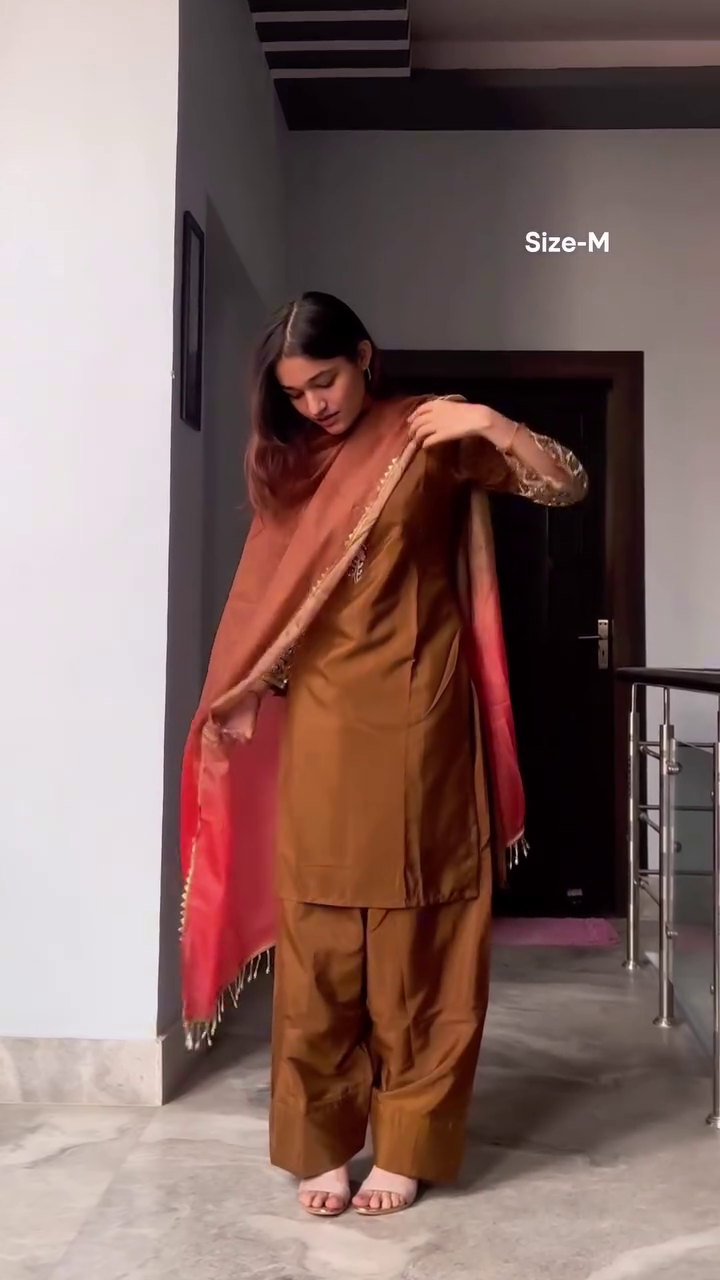 Earthy Brown Kurta Set with Elegant Dupatta – Everyday Ethnic Charm