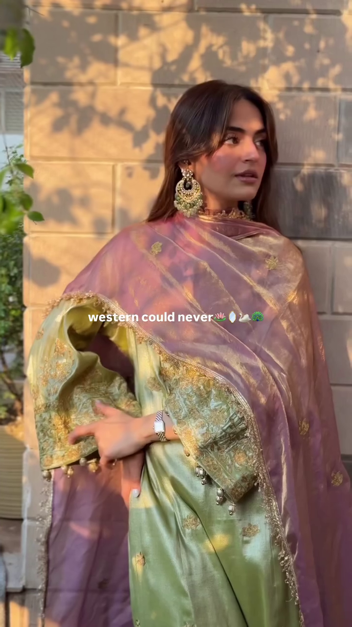Royal Green & Lavender Embroidered Ensemble – A Touch of Heritage Glam