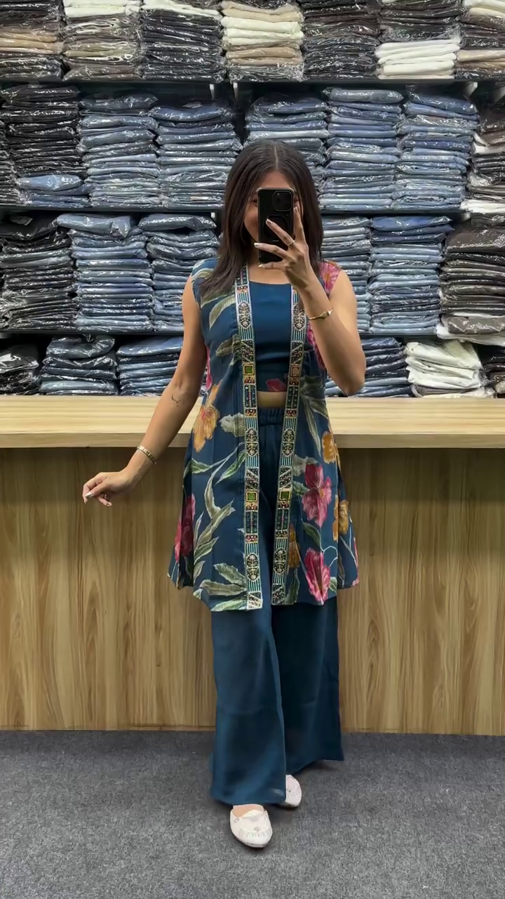 Trendy Floral Jacket Co-ord – Stylish Layered Look for Every Day!