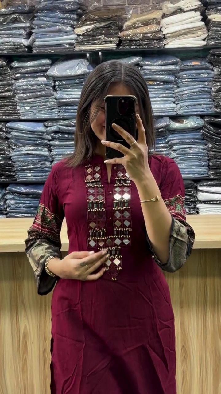 Designer Maroon Kurti – Ethnic Elegance with Modern Touch!