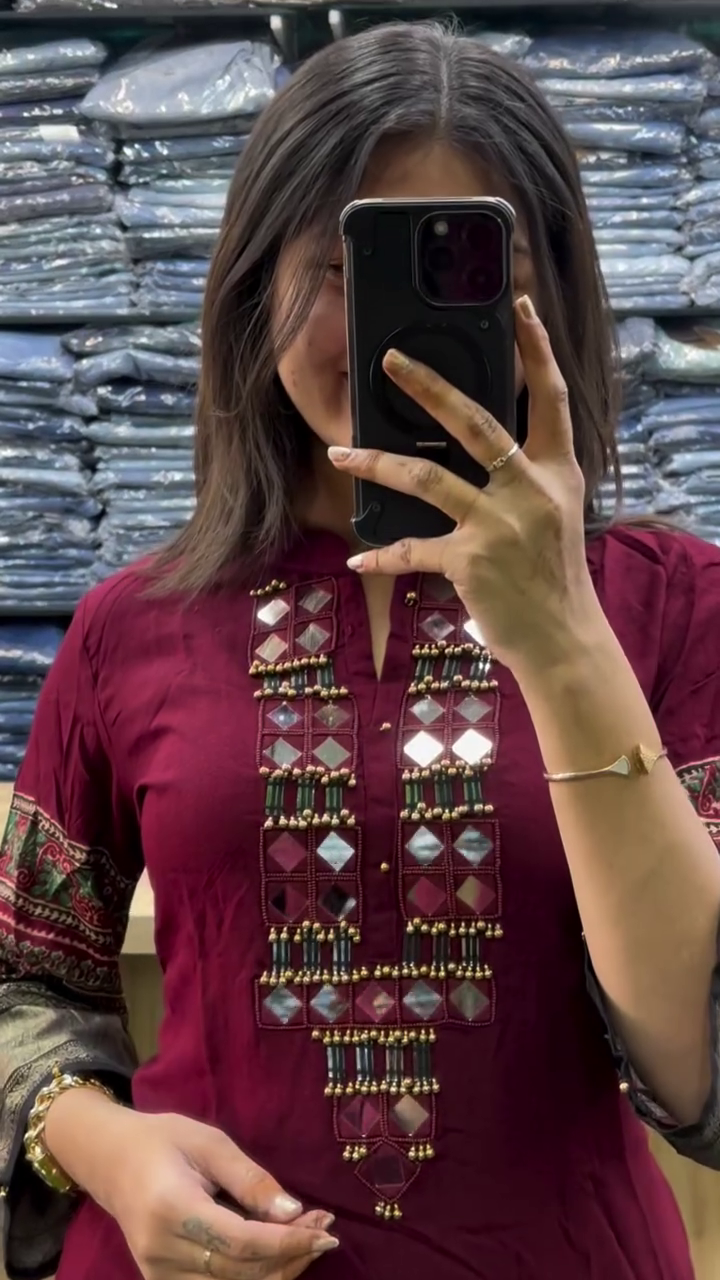 Designer Maroon Kurti – Ethnic Elegance with Modern Touch!