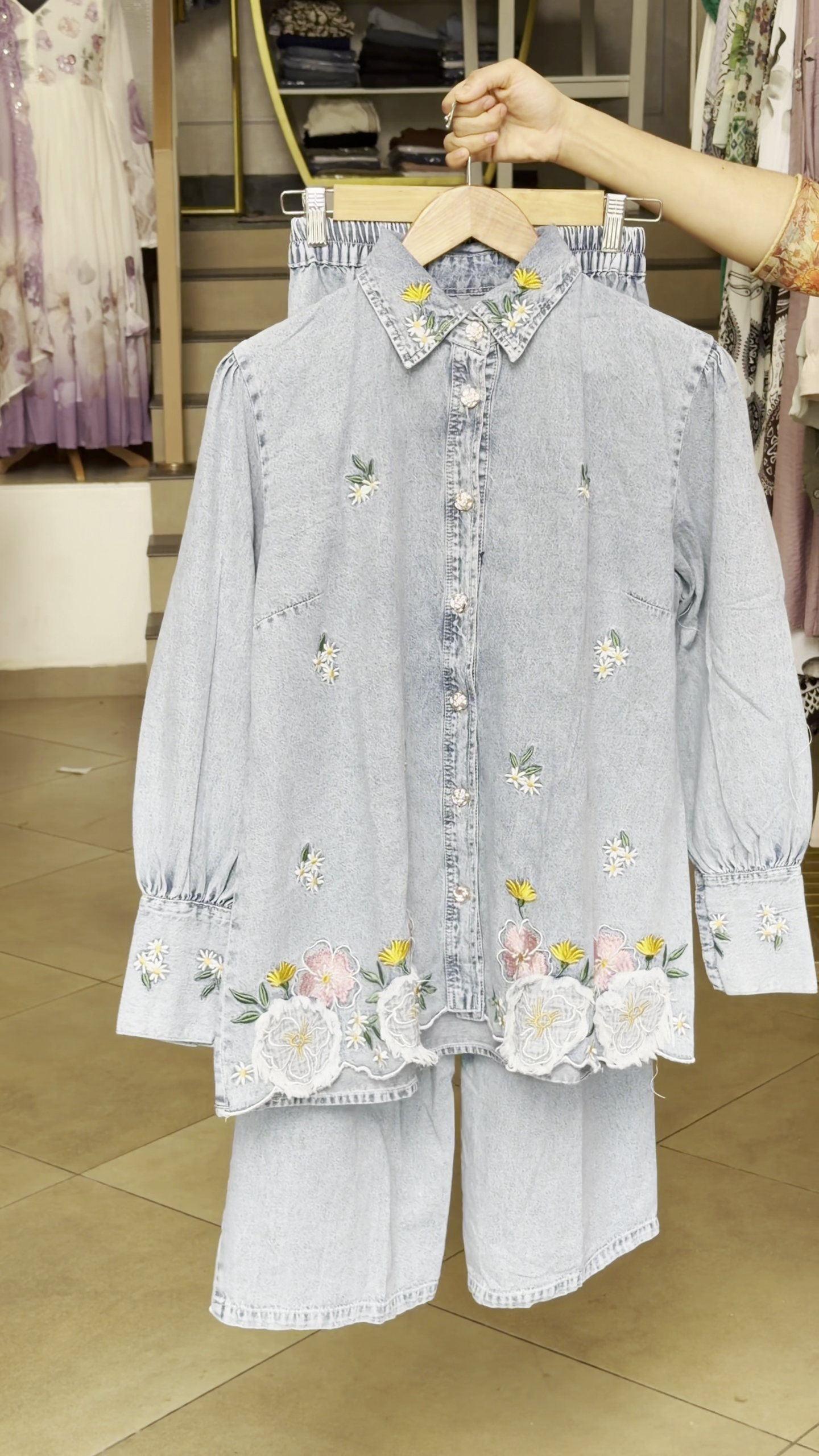 Cute Floral Denim Co-ord – Trendy, Soft & Summer Ready!