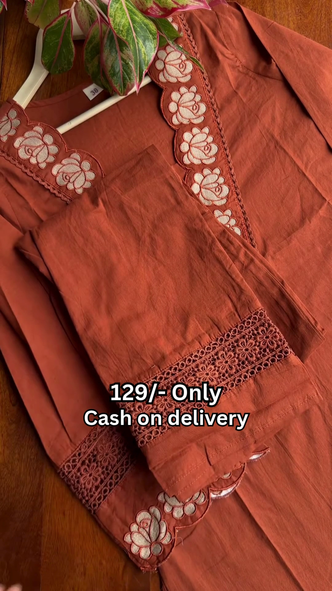 Rust Embroidered Kurta Set – Simple Yet Graceful
