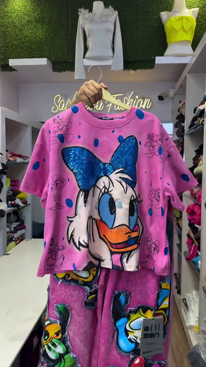 Trendy Pink Cartoon Co-ord Set – Bold, Fun & Stylish
