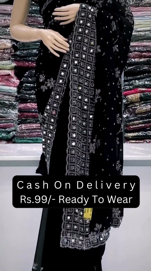 Classic Black & White Ready-to-Wear Saree – Timeless Elegance Made Easy