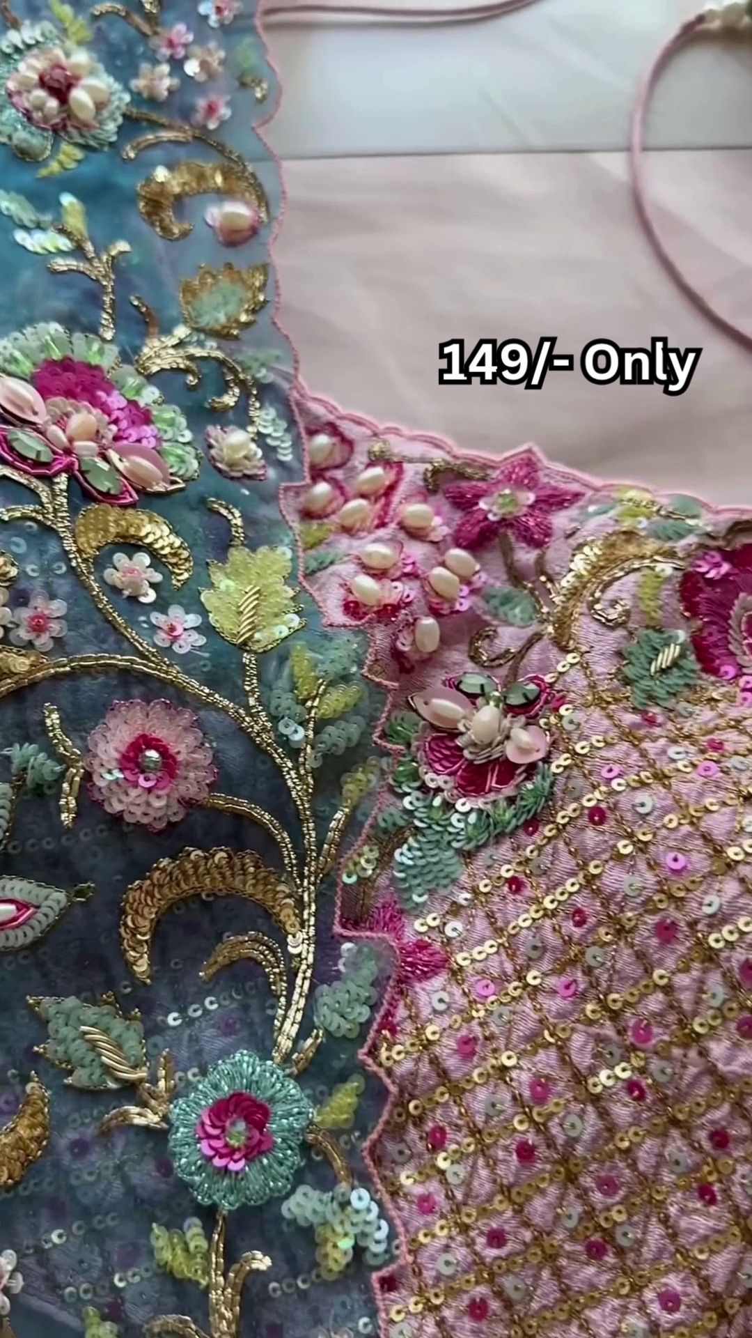 Premium Heavy Embroidered Fabric – Rich Floral Sequin Handwork
