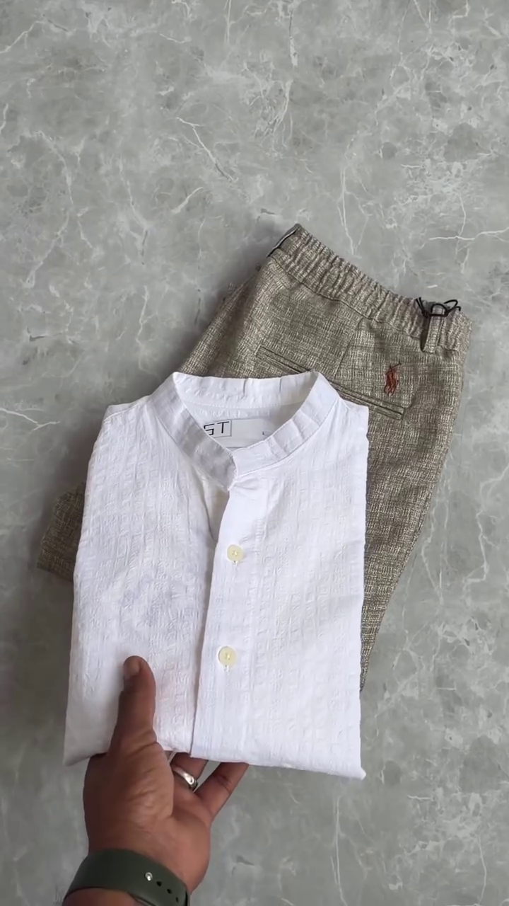Elegant Off-White Kurta with Grey Pants – Minimal Ethnic Style