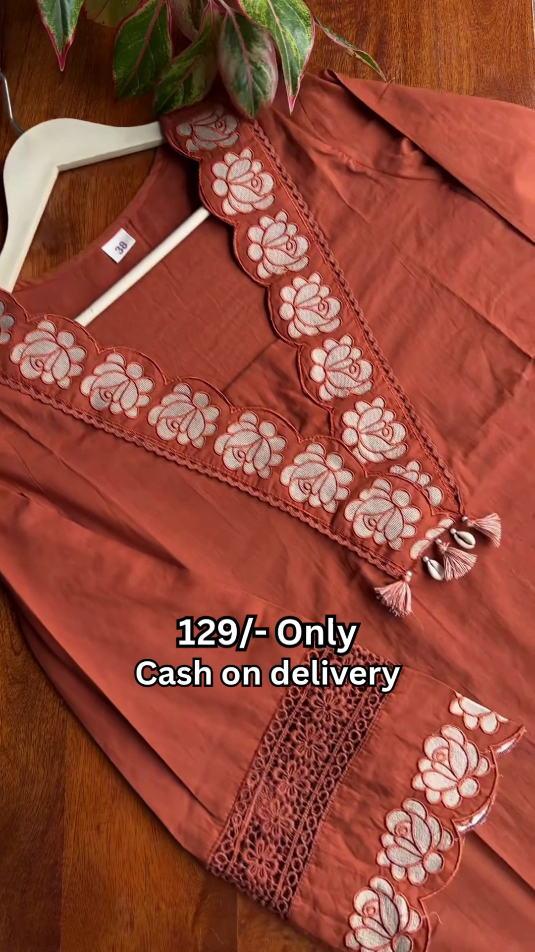 Stylish Rust Embroidered Kurta – Modern Design with Traditional Touch