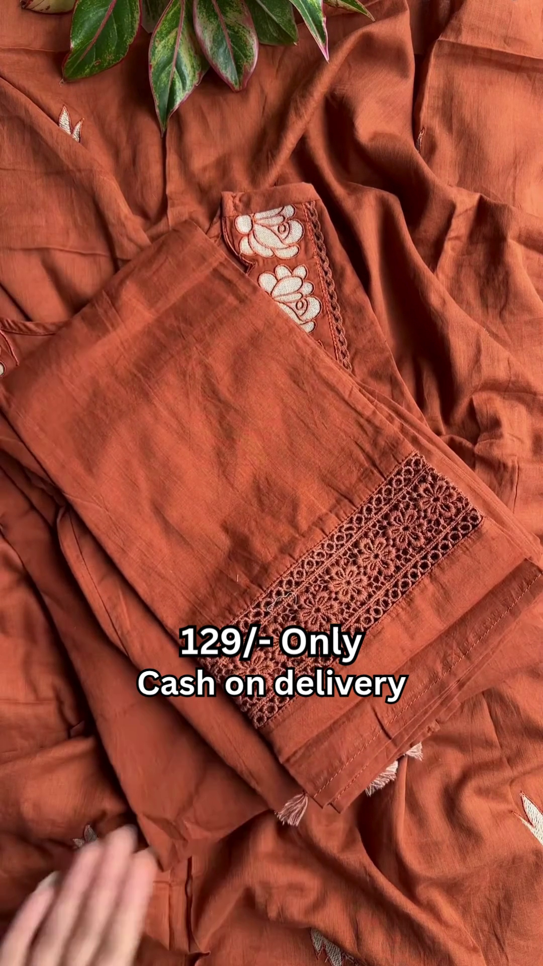 Elegant Rust Embroidered Kurti – Classic Charm with Intricate Detailing