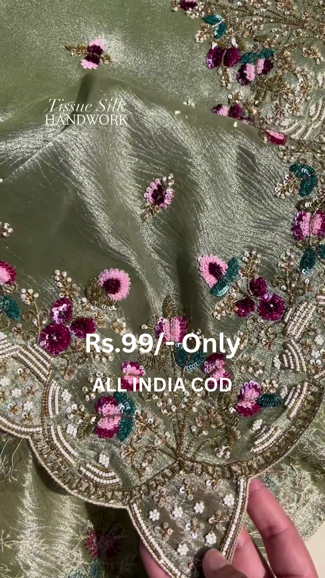 Premium Tissue Silk Suit – Luxurious Handwork for Festive Glam