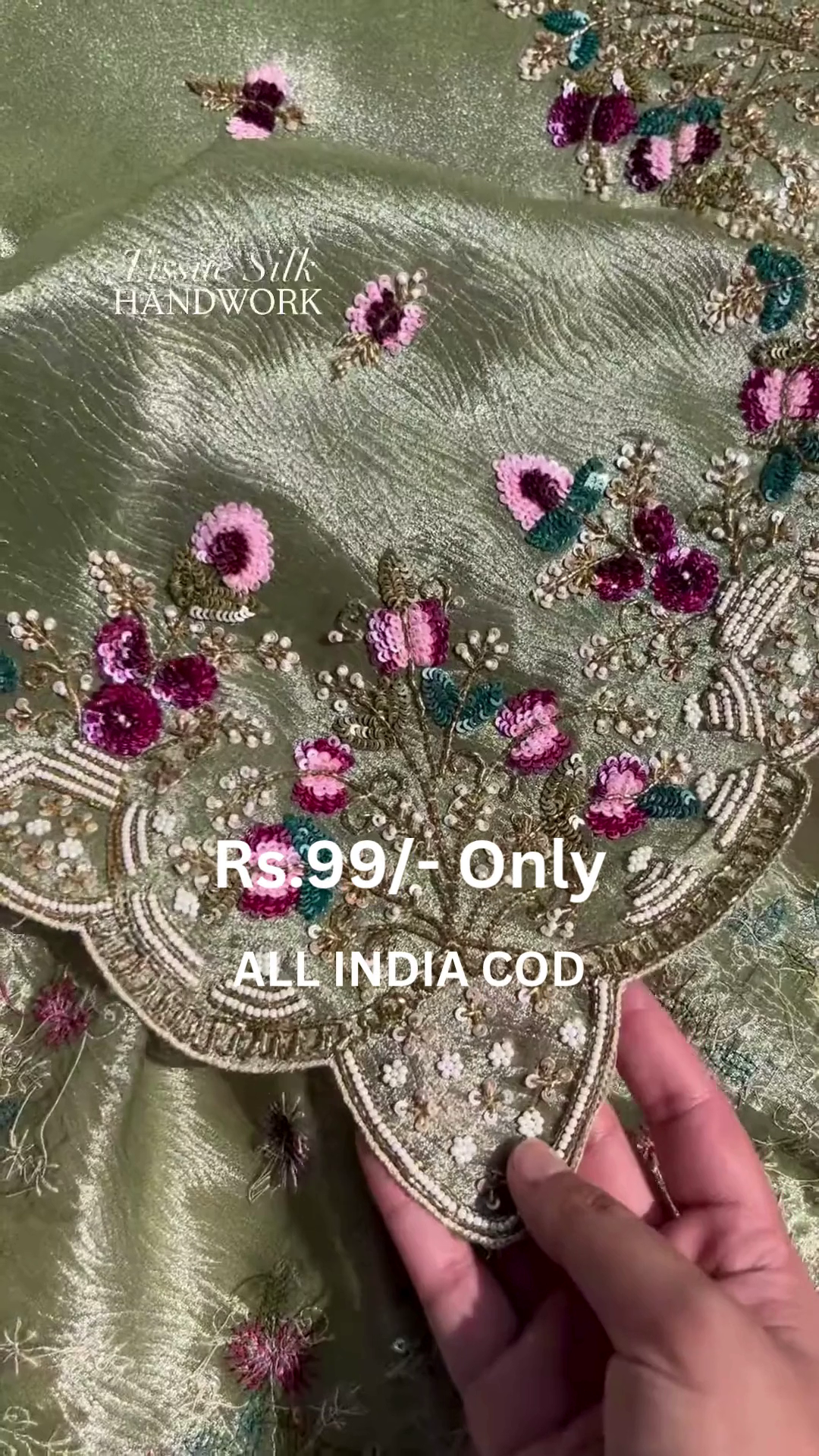 Premium Tissue Silk Suit – Luxurious Handwork for Festive Glam
