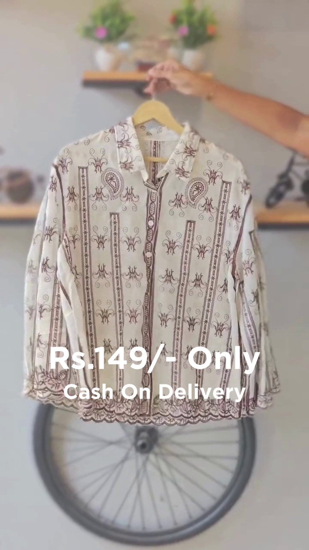 Minimal Beige Ethnic Shirt – Subtle Prints with Everyday Elegance