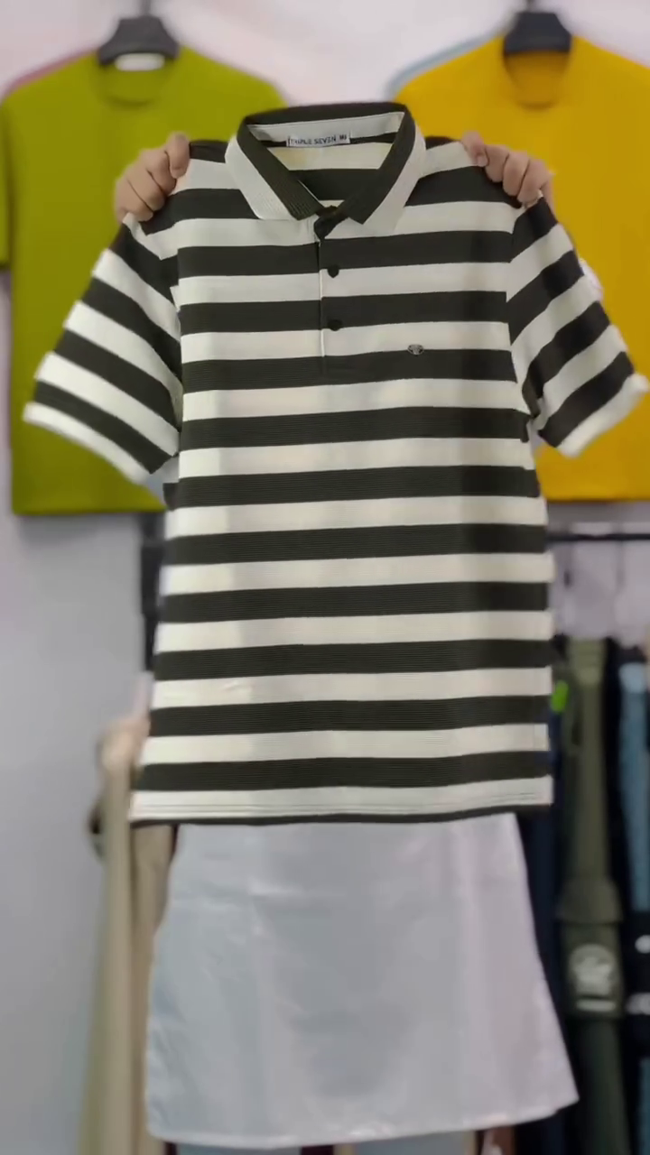 Black & White Striped Polo Tee – Classic Smart Casual