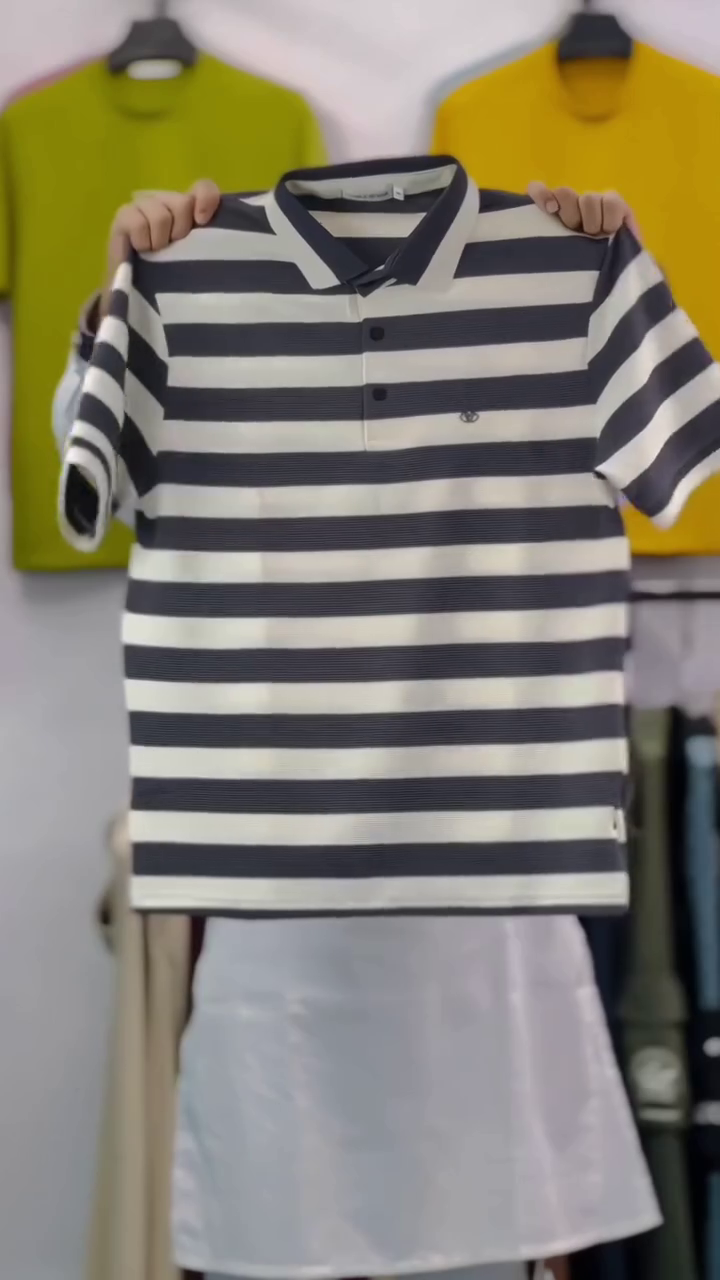 Black & White Striped Polo Tee – Classic Smart Casual