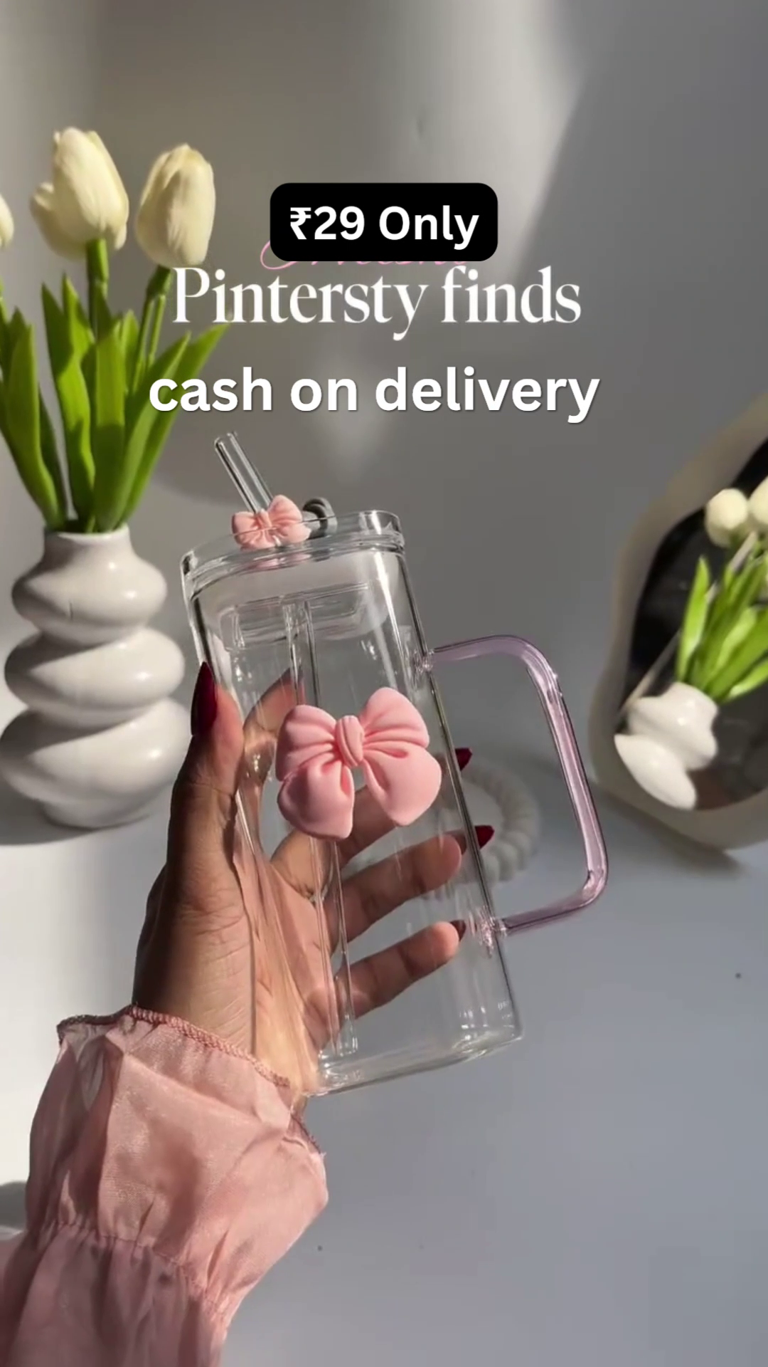 🎀 Viral Pinterest Bow Glass Tumbler – Cute, Chic & Aesthetic