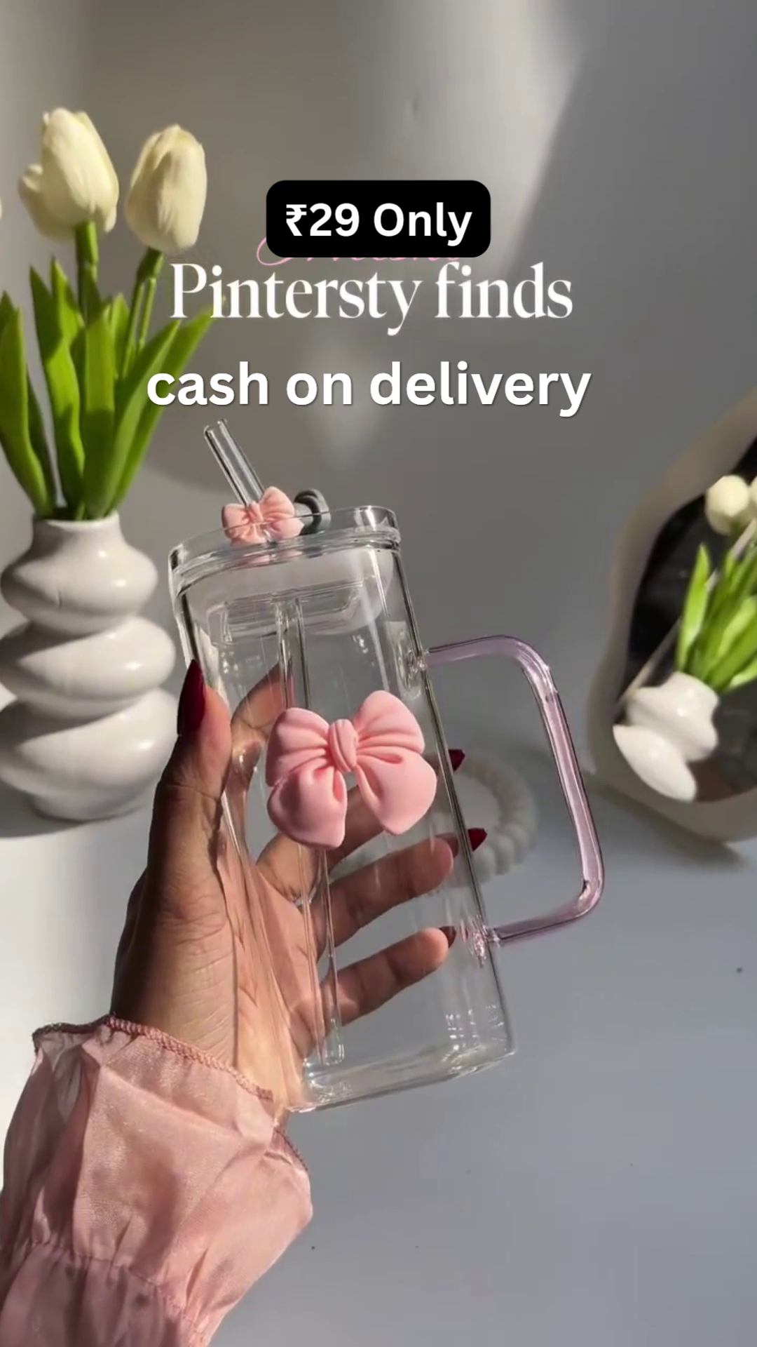 🎀 Viral Pinterest Bow Glass Tumbler – Cute, Chic & Aesthetic