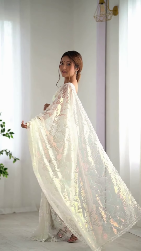 Ivory Elegance – A Saree of Pure Grace - Image 3