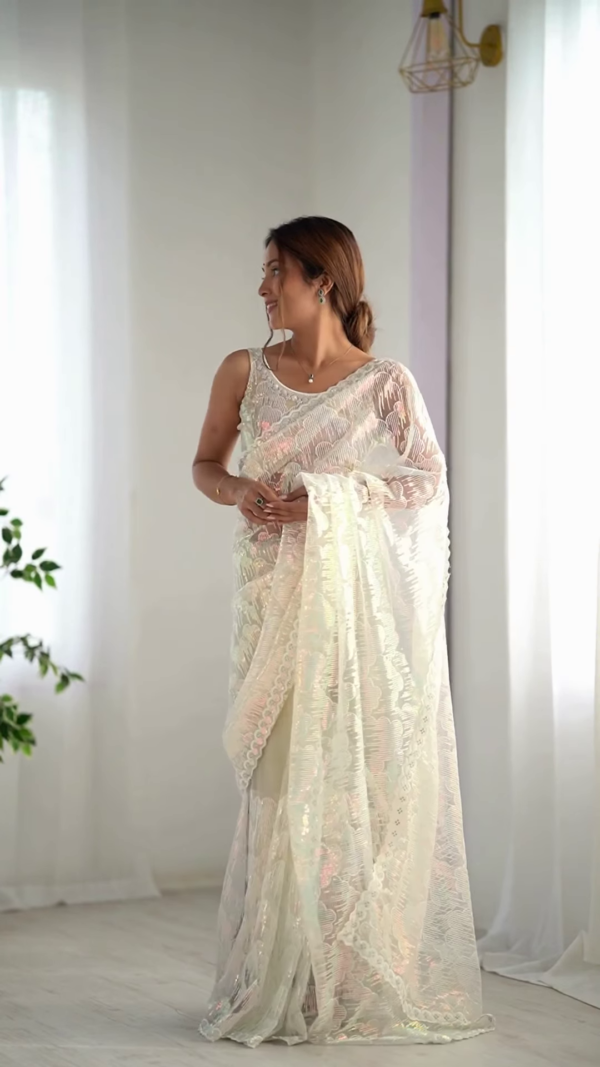 Ivory Elegance – A Saree of Pure Grace - Image 4