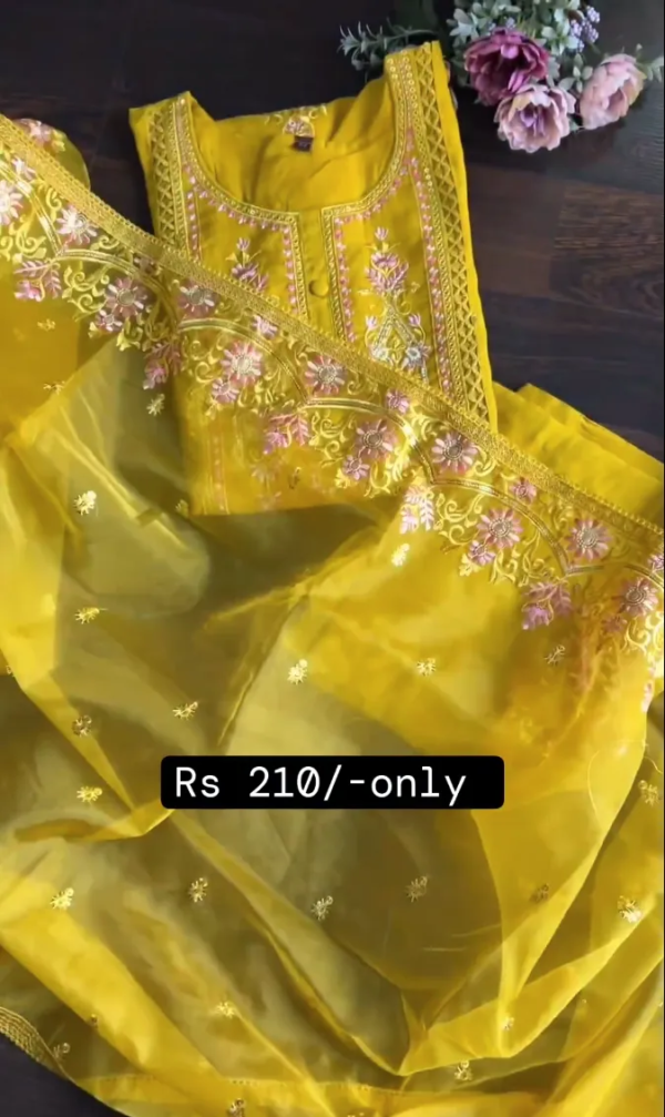 Golden Grace: Yellow Karachi Suit – A Radiance of Elegance and Tradition - Image 4