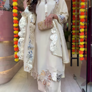 Elegant Platinum White Gold Dress – A Timeless Statement of Luxury & Glamour