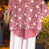 Mauve Floral Printed High-Low Kurti with Off-White Palazzo Pants