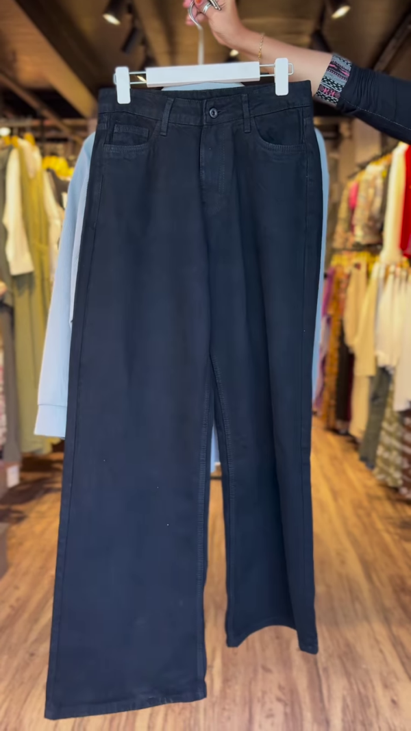 3-Piece Co-ord Set – Powder Blue Shirt with Black Crop Top & Pants - Image 2