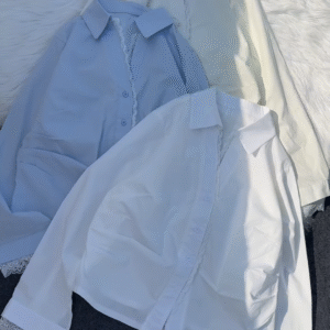 Dual-Tone Cotton Collar Shirts with Lace Detail – Elegant Formal & Semi-Casual Wear