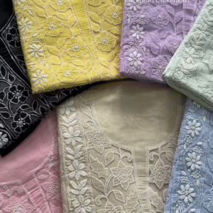 Elegant Appliqué Work with Lucknowi Chikankari Fabric Collection