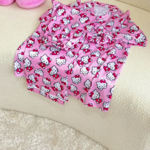 🐰💕 Cute Bunny Print Satin Nightshirt – Pink Dreams Edition 🌙✨