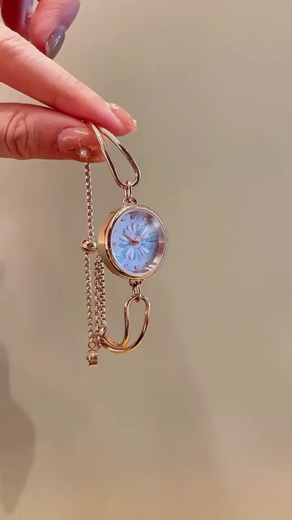 "Blossom Charm: Floral Dial Bracelet Watch for Women"
