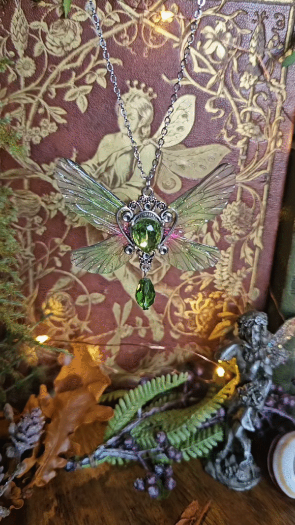 Fantasy Green Gem Fairy Wing Hair Comb" - Image 2