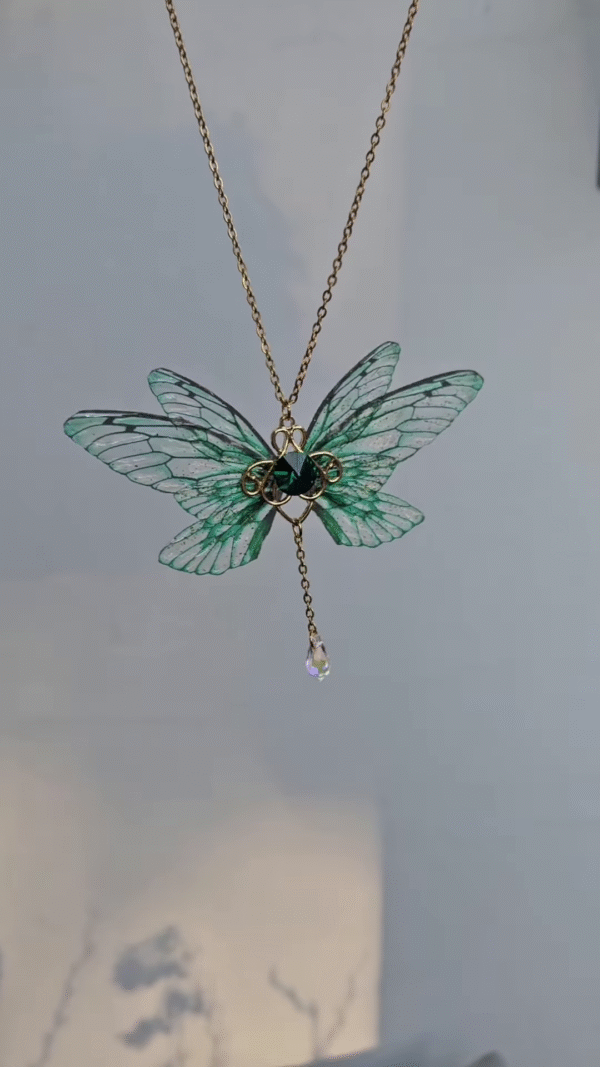 Fantasy Green Gem Fairy Wing Hair Comb" - Image 6