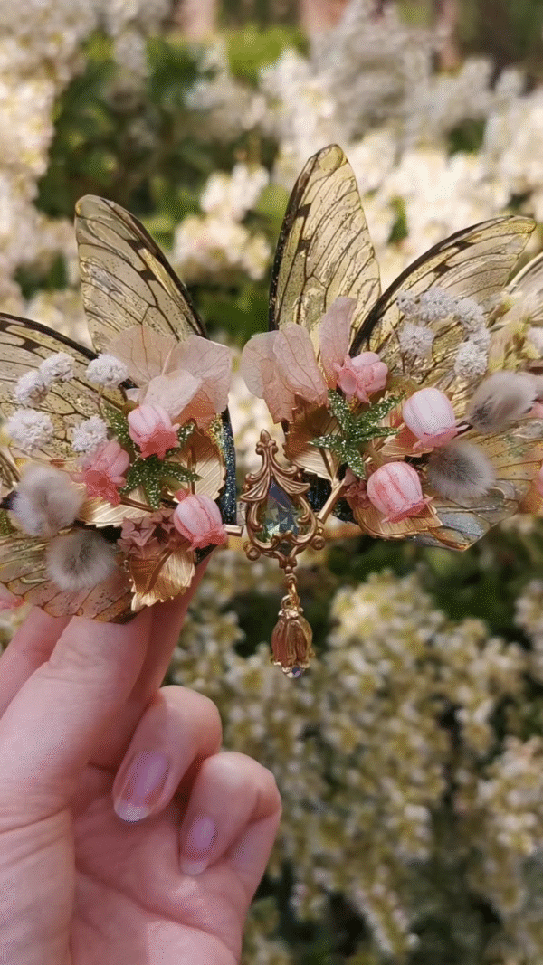 Fantasy Green Gem Fairy Wing Hair Comb"