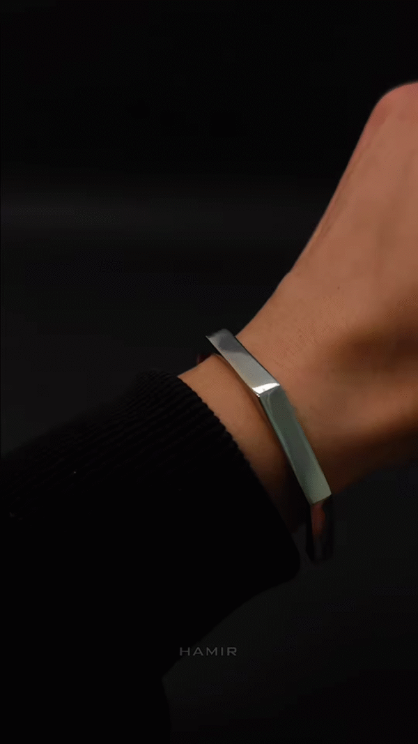Modern Sleek Silver Bangle Bracelet - Image 2