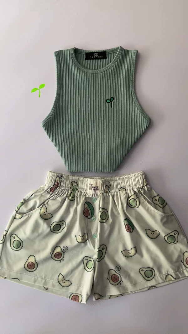 Adorable White Ribbed Tank Top and Shorts Set with Red Hearts - 6 Colors Available - Image 3
