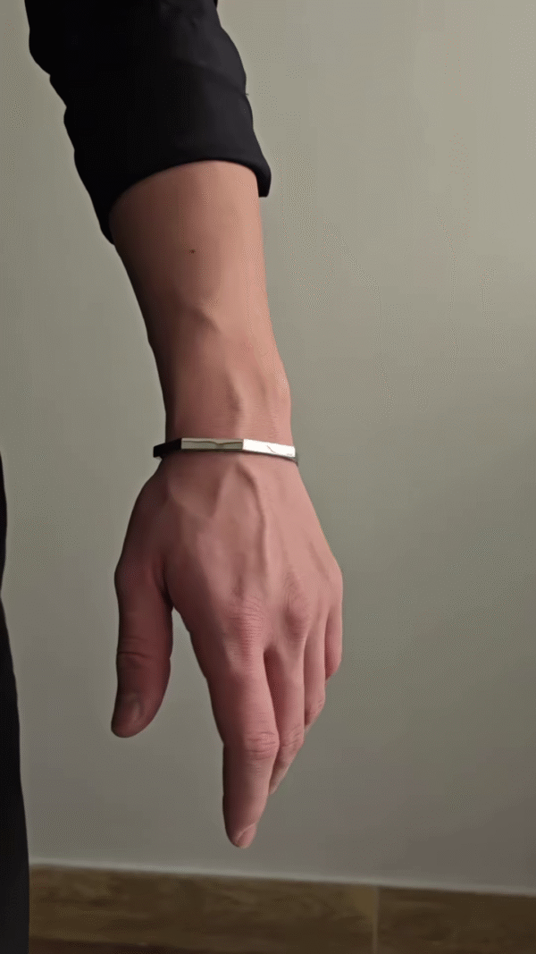 Sleek Silver-Tone Open Cuff Bracelet for Men - Image 2