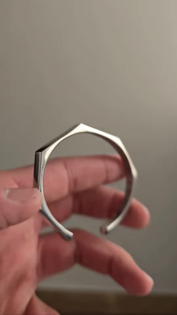 Sleek Silver-Tone Open Cuff Bracelet for Men